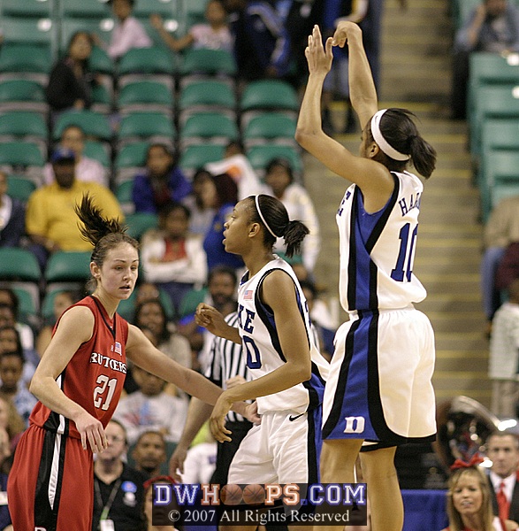 Harding's three puts Duke back in the lead.  Duke would not trail again until the last Rutgers basket.