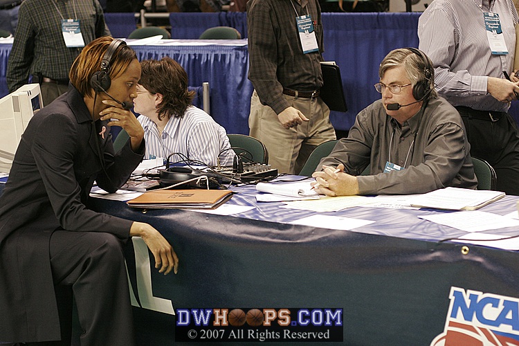 Glum faces on press row as Coach Jackson and Steve Barnes do the last postgame show of the year