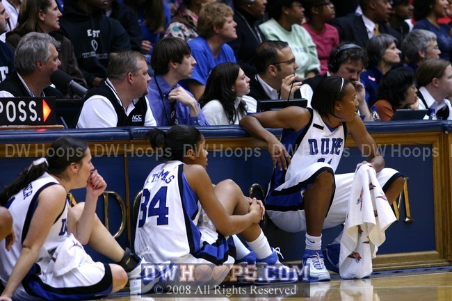 Abby, Krystal, and Chante wait to come back in the game