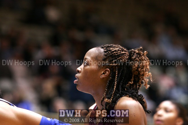 Tonia Roundtree on the blocks during an Eagle free throw