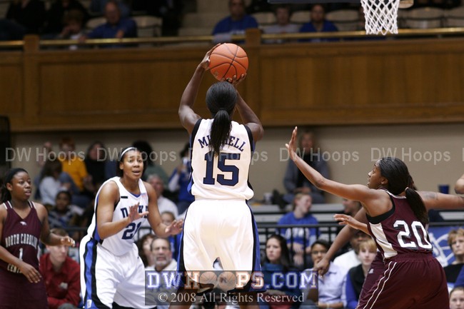 Bridgette Mitchell tries a jumper from the top of the key