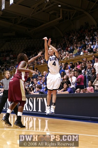Abby Waner attempts another three, but Duke would finish the half 0-9