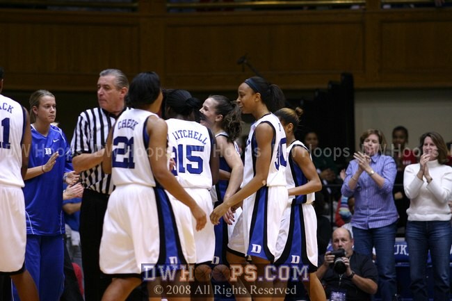 Duke goes to the bench up by 22