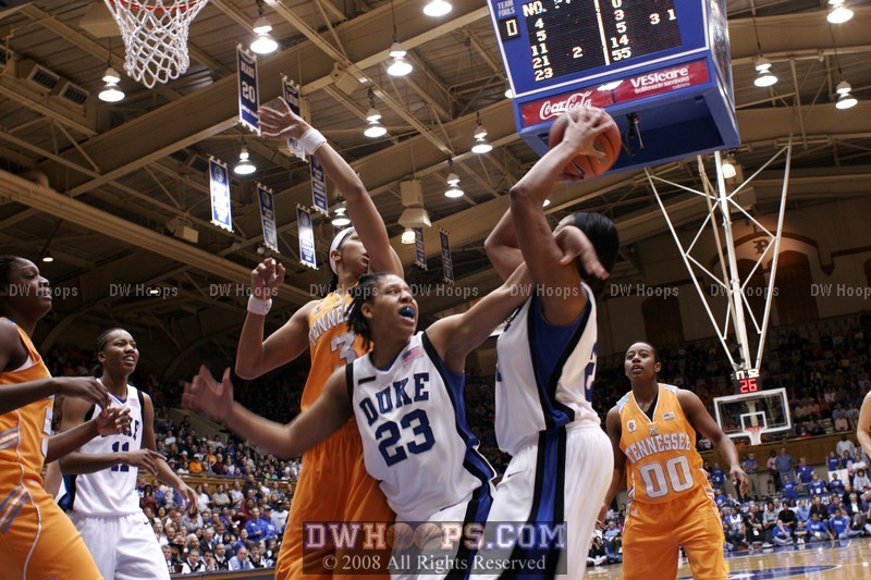 Wanisha Smith fouls Joy...no wait, that's not what's supposed to happen!  Still a Duke turnover, no score on a 3 offensive board possession