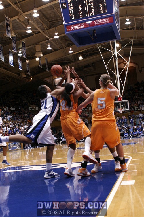 Joy Cheek tries to crash the Lady Vol rebound party and is whistled for her first personal