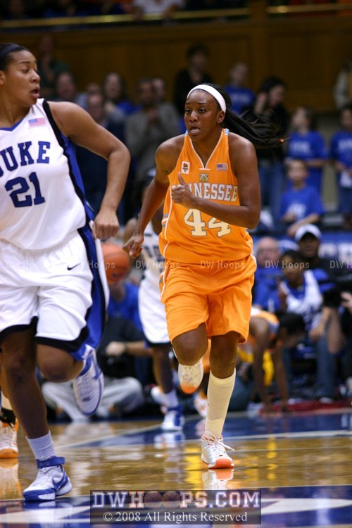 Joy Cheek and Alex Fuller hustle back to Duke's end