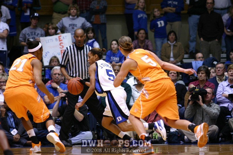 Jasmine Thomas, deep in the backcourt against Tennessee's full court press
