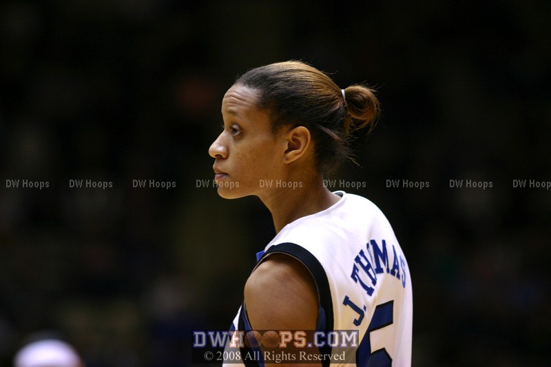 Jasmine Thomas kept Duke in the game by making several critical three pointers