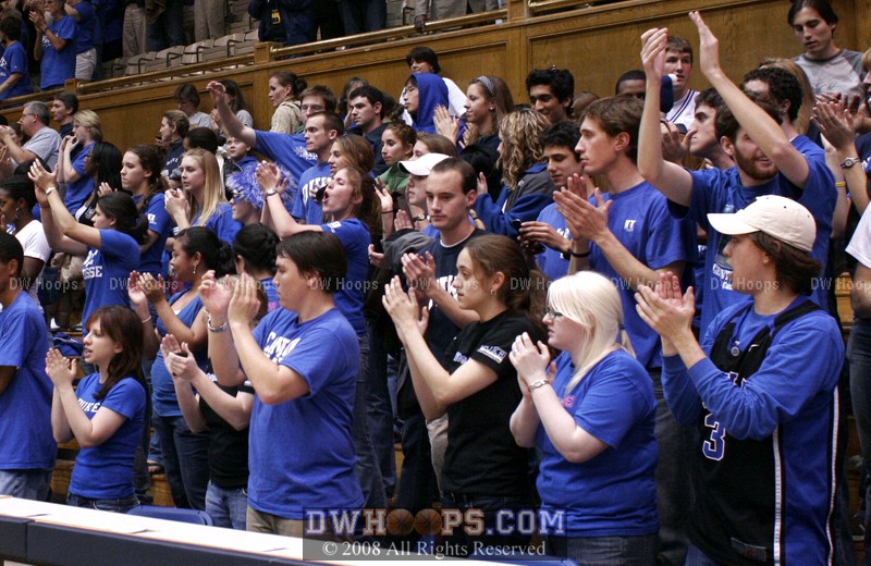 Students cheer as Duke leaves the floor
