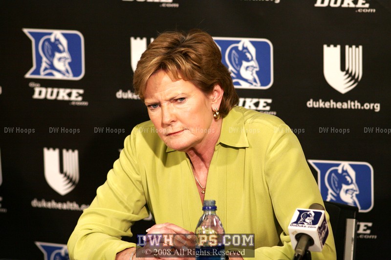 Pat Summitt doesn't seem to like that Rob has the first question