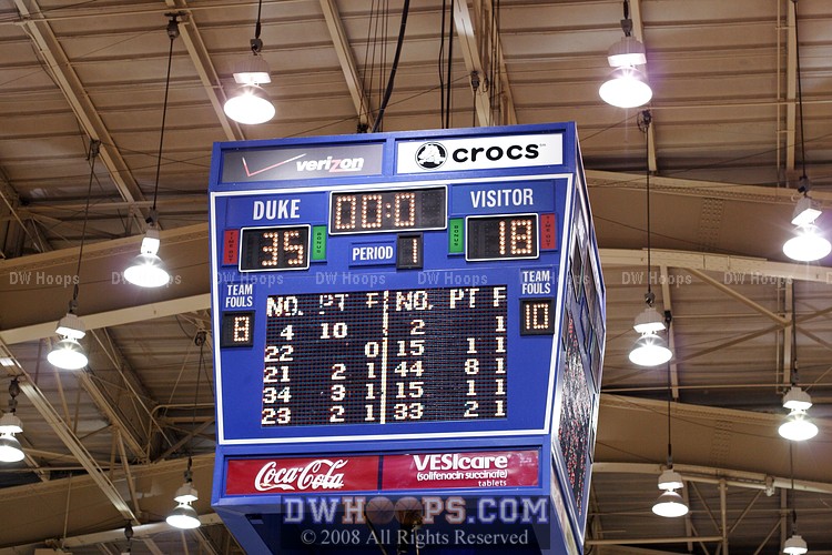 Abby Waner led Duke with 10 first half points, Carrem Gay added 8.  Chante Black had 6 boards, Joy Cheek had 5 in just 9 minutes.