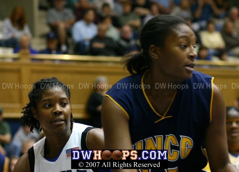 Keturah Jackson presses UNC-G's Brittany Frazier