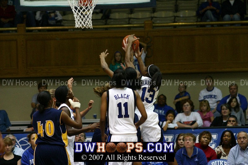 Duke defenders swarm a rebound