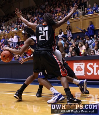 Keturah Jackson dribbles out of a Miami trap