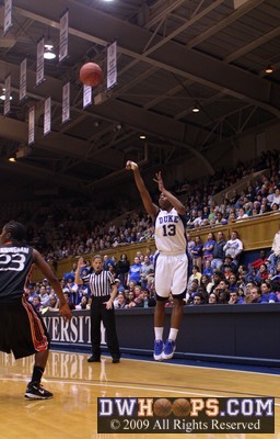 After getting a steal, Christmas knocked down this open three to extend Duke's tenuous lead.  Katie Meier: "that makes Duke a tough team if she's going to shoot the ball like that"