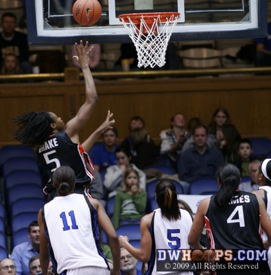 Latoya Drake goes unimpeded to the basket and scores - but Duke would put it out of reach with an 8-0 run