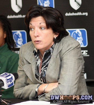 Katie Meier in the interview room after the game -  - 