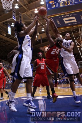 Rebounding battle under the Duke basket