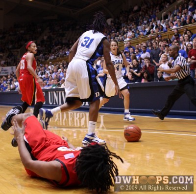 Keturah Jackson dribbles away as Eric Brewton whistles her for the offensive foul -  - 