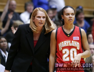 Maryland head coach Brenda Frese and her four year starter Kristi Toliver