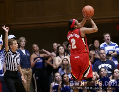 Wiley-Gatewood finishes erasing Duke's once 12 point lead, her trey put the Terps back in front -  - O2;2, 7:44, 54-55