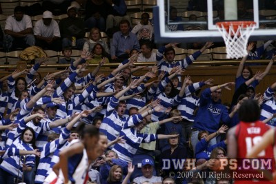 A successful distraction by the Pep Band, Kizer missed to the left and Duke retained the lead