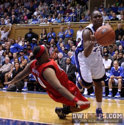 Karima Christmas draws yet another foul, this time from Barrett, Maryland's fifth team foul