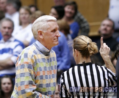 Duke assistant Al Brown gets a clarification from Dee Kantner