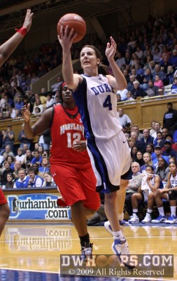 Abby Waner tries to put Duke up five with a driving layup, but misses