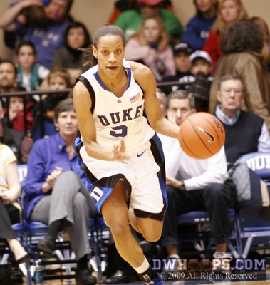 Jasmine Thomas breaks away after stealing the ball from Tech's Shaday Woolcock.