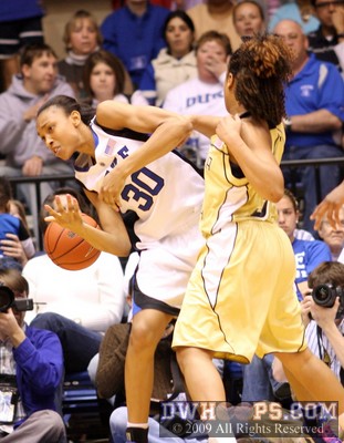 Carrem Gay, who had a great first half, is whistled for her first foul