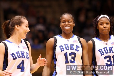 Abby Waner, Karima Christmas, and Keturah Jackson enjoying the end of a time out
