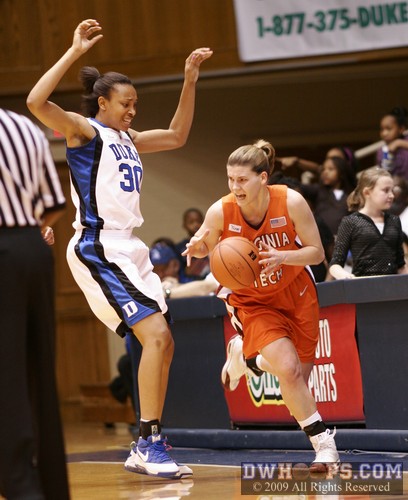 "Hey you touch too much!" - Laura Haskins after being nudged out of bounds by Carrem Gay