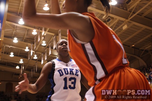 Karima Christmas in the Duke press after her made basket put Duke up 12