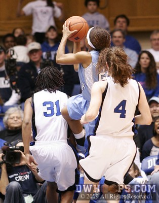 UNC point guard Cetera DeGraffenreid finishes on the break