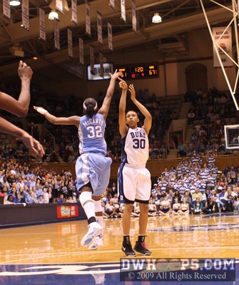 Carrem Gay gets the Duke rally started with a 17 foot swish