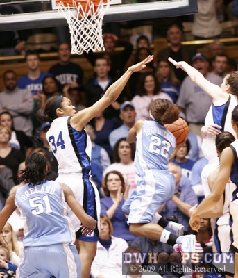 The defense of Krystal Thomas and Abby Waner is enough to force a DeGraffenreid miss - and we're headed to the first OT in Cameron since a 2001 loss to South Carolina.