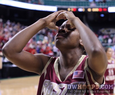 BC's Brittany Johnson absorbs the pain of the Eagles' loss.  The selection committee is left to decide BC's post season fate. -  - 