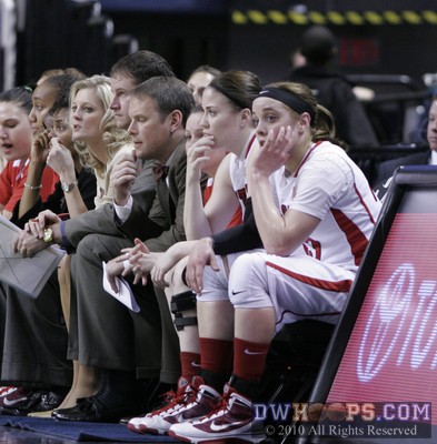 Kastanek on the NCSU bench with two first half fouls of her own -  - 