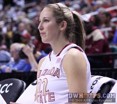 Kayli Keough in disbelief of a call on the FSU bench -  - 